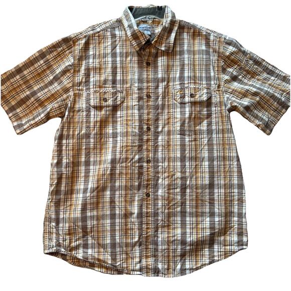 Carhartt Mens SZ XL Rugged Flex Fit Short Sleeve Outdoor Plaid Work Shirt - Picture 1 of 9